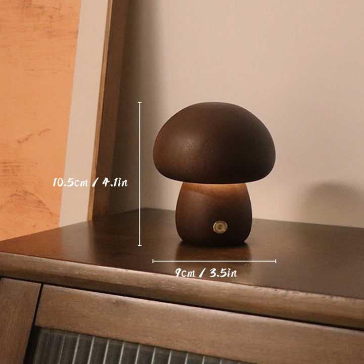 Rechargeable Wooden Mushroom Table Lamp