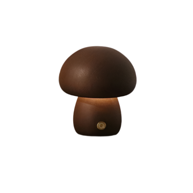 Rechargeable Wooden Mushroom Table Lamp