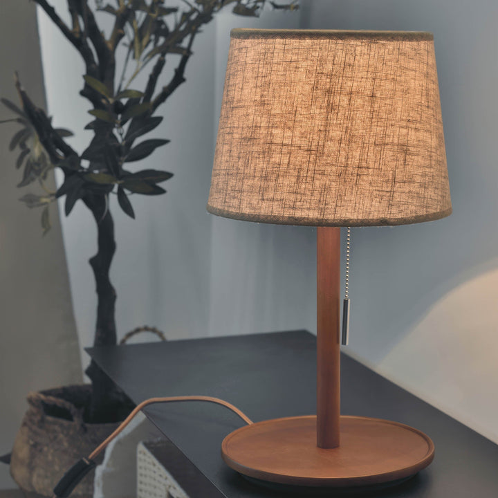Gentle Glow Scandinavian Walnut Lamp with Luxurious Fabric Accents