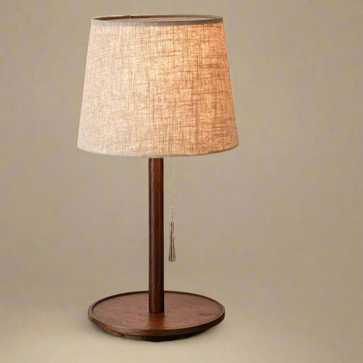 Gentle Glow Scandinavian Walnut Lamp with Luxurious Fabric Accents