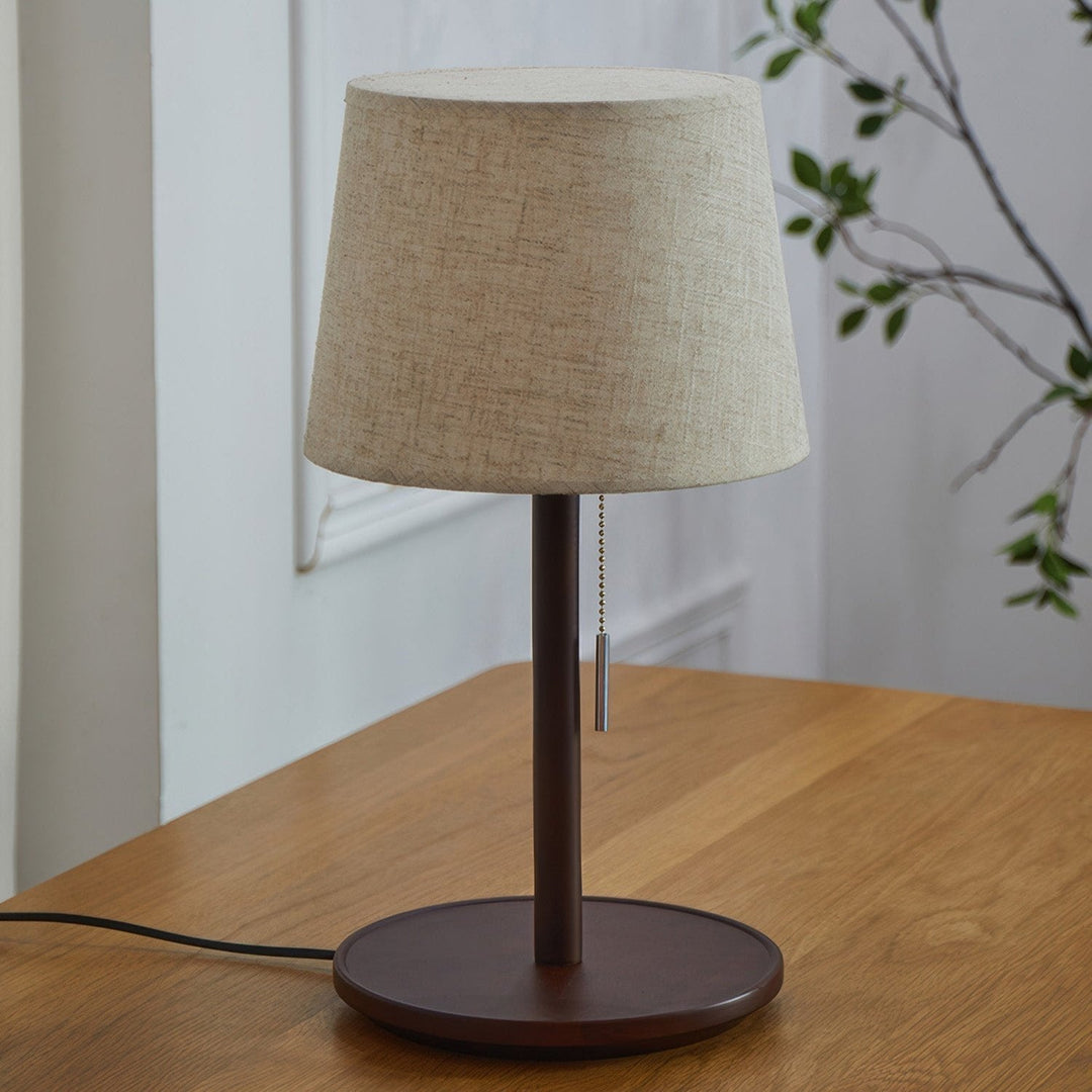Gentle Glow Scandinavian Walnut Lamp with Luxurious Fabric Accents