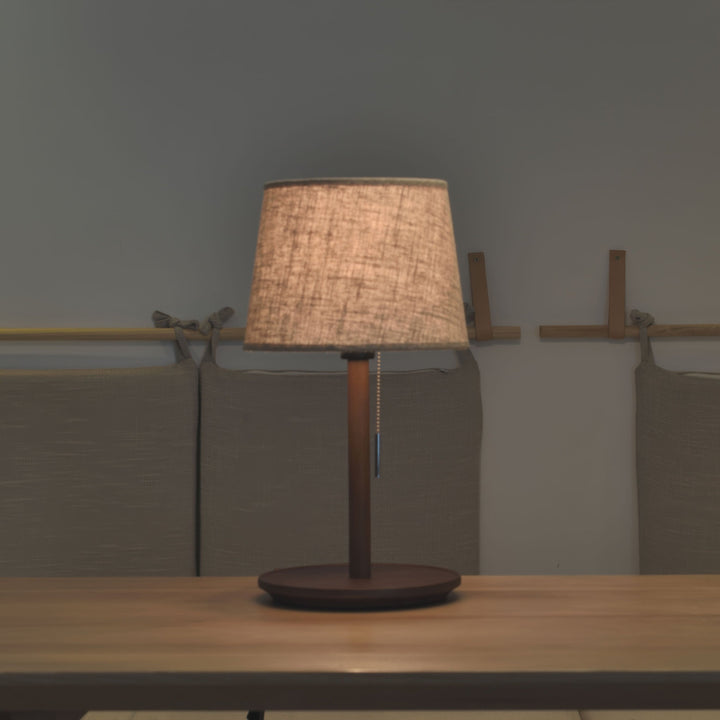 Gentle Glow Scandinavian Walnut Lamp with Luxurious Fabric Accents