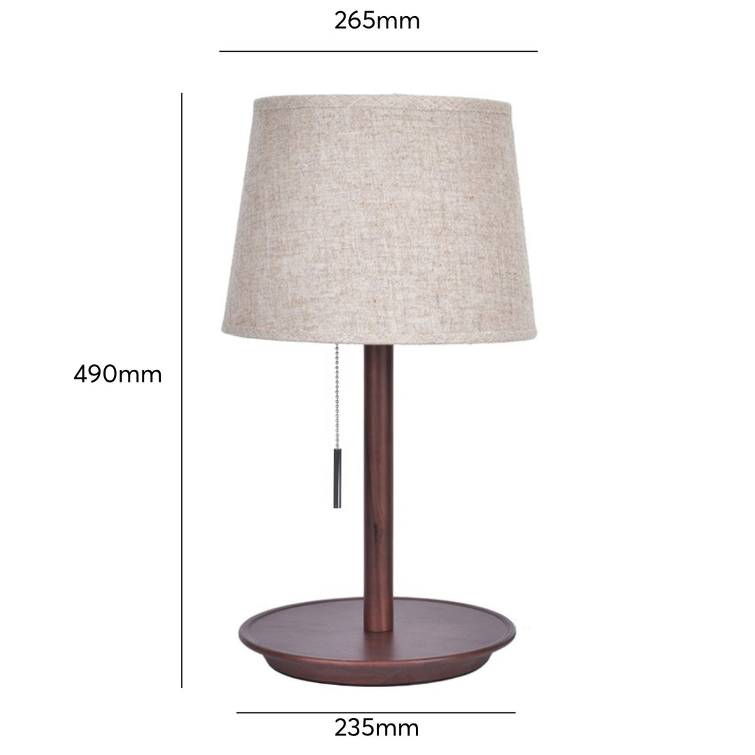 Gentle Glow Scandinavian Walnut Lamp with Luxurious Fabric Accents
