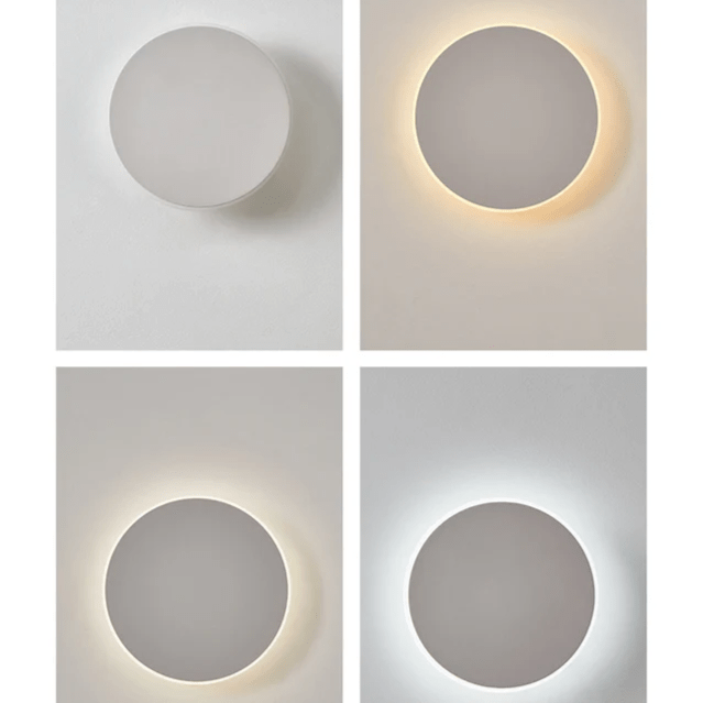 Minimalist Round LED Wall Light Made of Metal for Outdoor Use