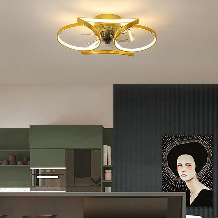 Flower LED modern recessed ceiling fan with remote control