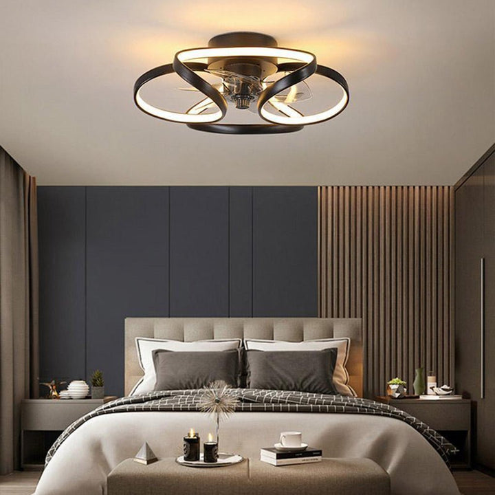 Flower LED modern recessed ceiling fan with remote control