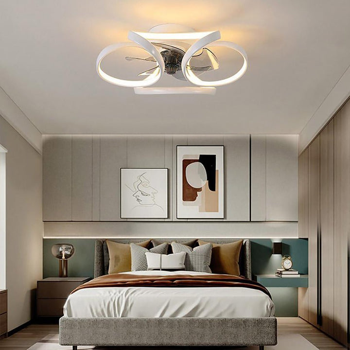 Flower LED modern recessed ceiling fan with remote control
