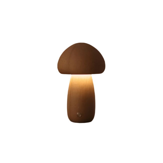 Rechargeable Wooden Mushroom Table Lamp