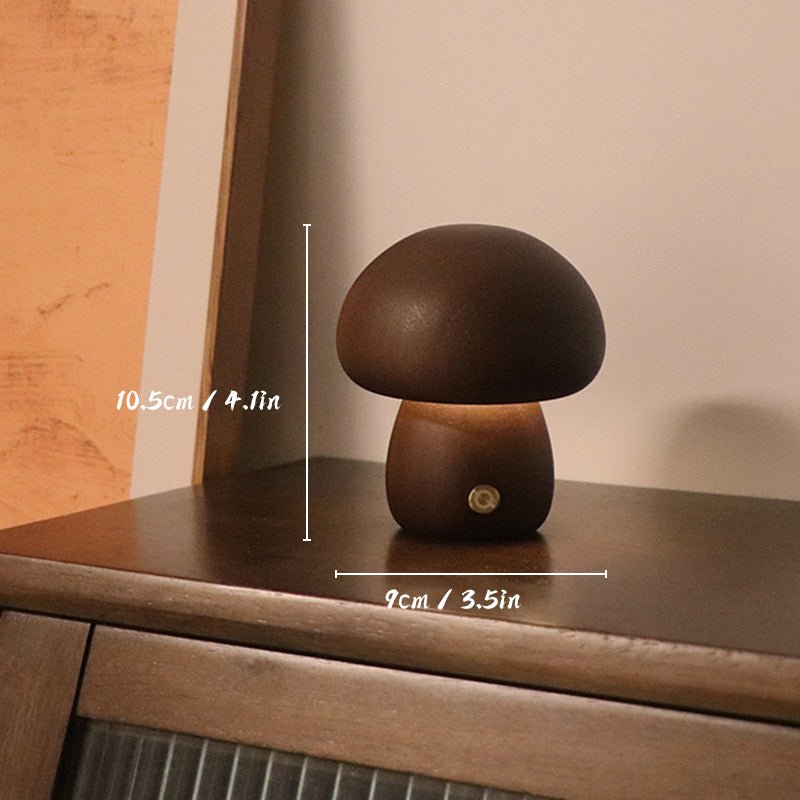 Rechargeable Wooden Mushroom Table Lamp