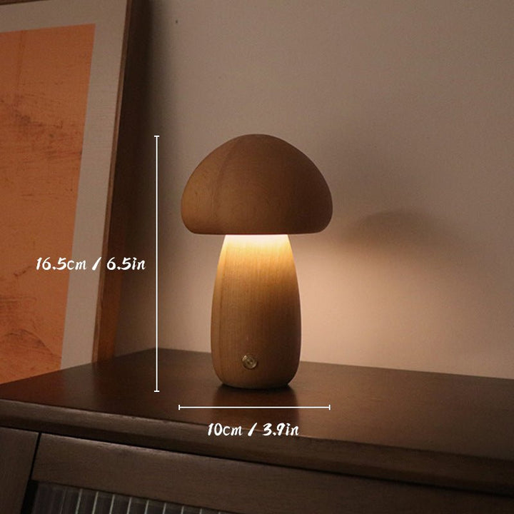 Rechargeable Wooden Mushroom Table Lamp