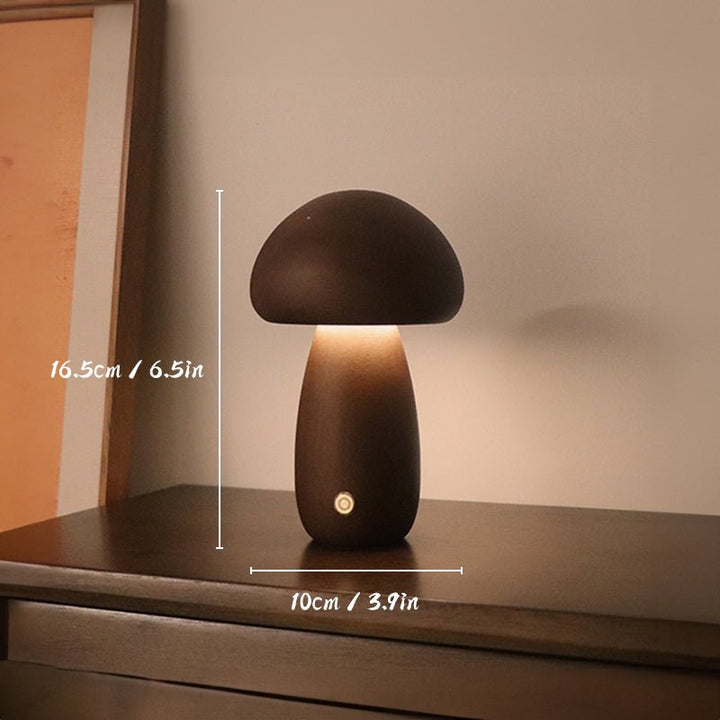 Rechargeable Wooden Mushroom Table Lamp