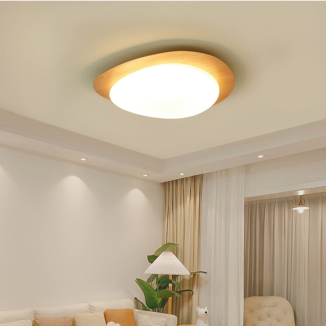 Scandinavian Pebble Wood Grain Ceiling Lamp