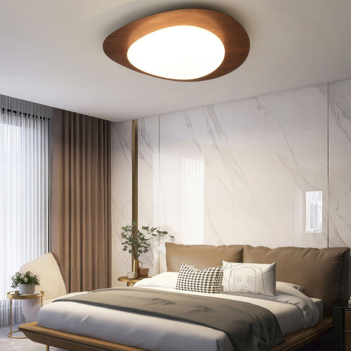 Scandinavian Pebble Wood Grain Ceiling Lamp