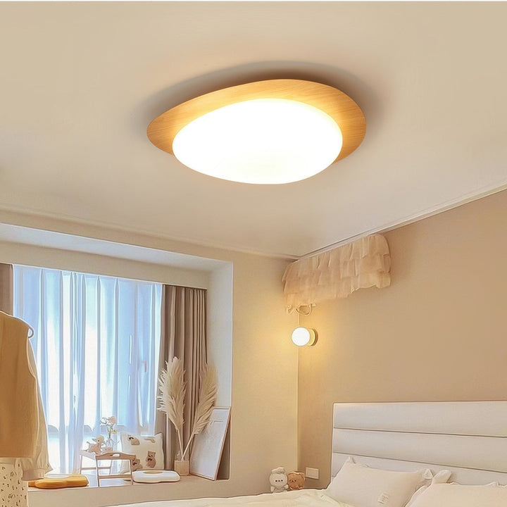 Scandinavian Pebble Wood Grain Ceiling Lamp