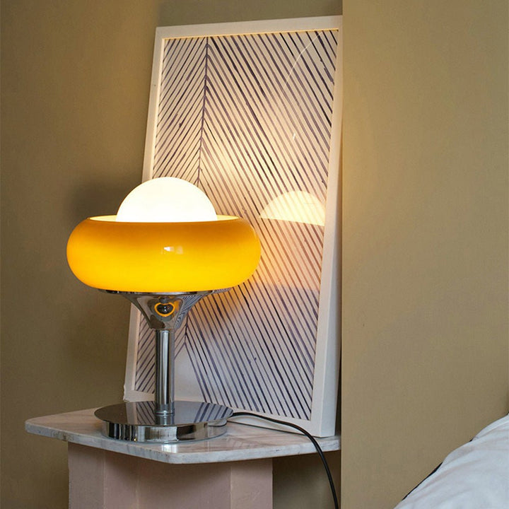 Vintage Bauhaus Glass Yellow Table Lamp