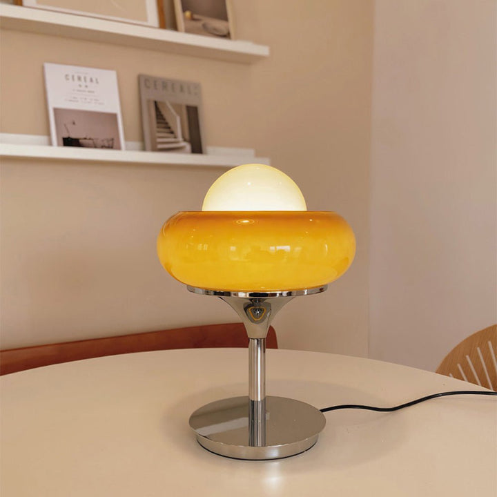 Vintage Bauhaus Glass Yellow Table Lamp